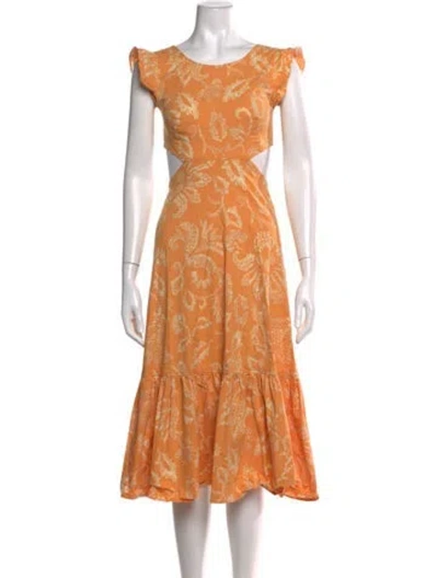 Pre-owned Marissa Webb Floral Print Midi Length Dress In Orange