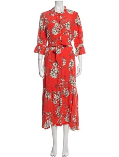 Pre-owned Marissa Webb Floral Print Midi Length Dress In Orange