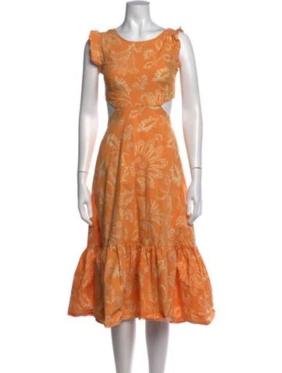 Pre-owned Marissa Webb Floral Print Midi Length Dress In Orange