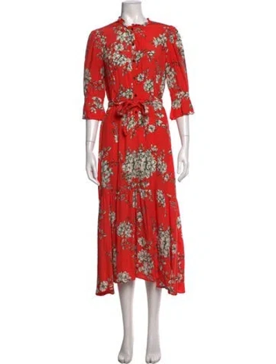Pre-owned Marissa Webb Floral Print Midi Length Dress In Orange