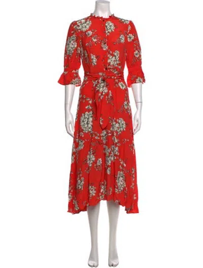 Pre-owned Marissa Webb Floral Print Midi Length Dress In Orange