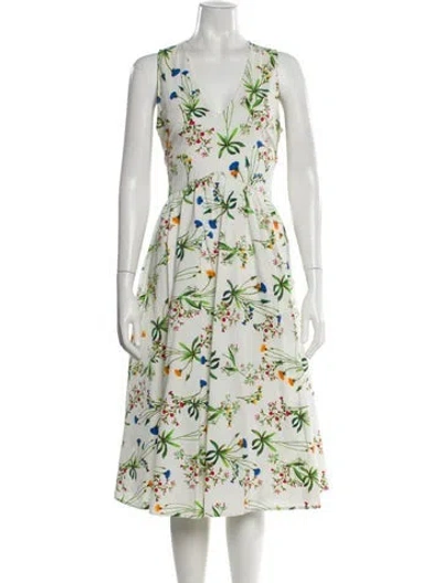Pre-owned Marissa Webb Floral Print Midi Length Dress In White