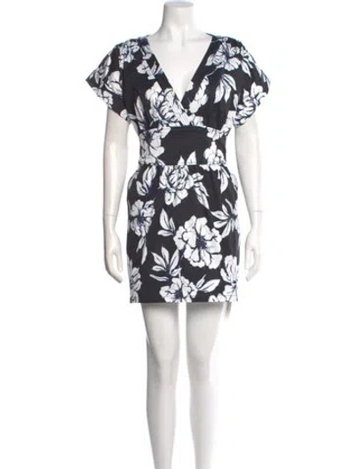 Pre-owned Marissa Webb Floral Print Mini Dress In Black