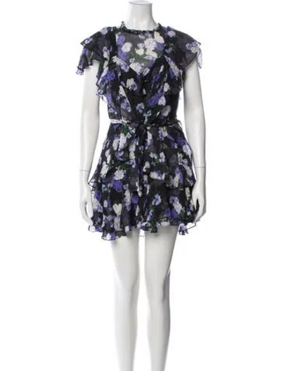 Pre-owned Marissa Webb Floral Print Mini Dress In Black