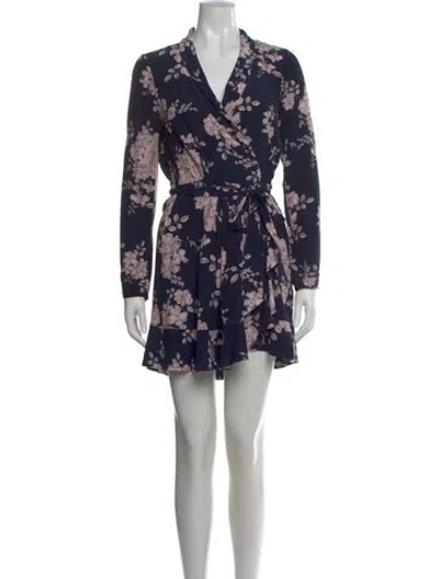 Pre-owned Marissa Webb Floral Print Mini Dress In Blue