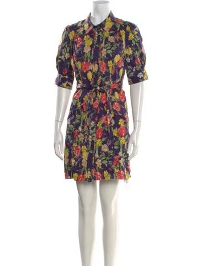 Pre-owned Marissa Webb Floral Print Mini Dress In Blue