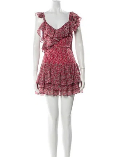Pre-owned Marissa Webb Floral Print Mini Dress In Red