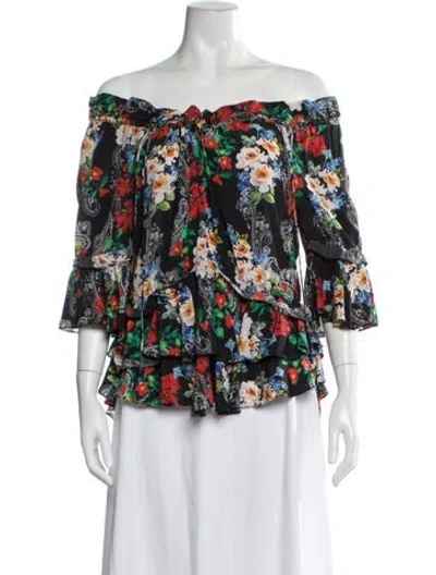 Pre-owned Marissa Webb Floral Print Off-the-shoulder Blouse In Multicolor