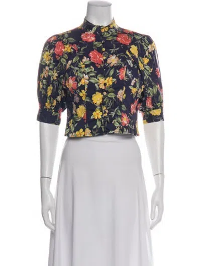 Pre-owned Marissa Webb Floral Print Short Sleeve Top W/ Tags In Purple