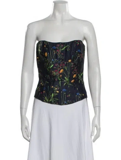 Pre-owned Marissa Webb Floral Print Strapless Top In Blue