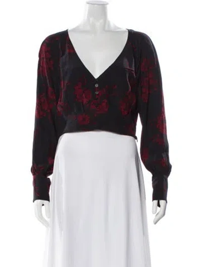 Pre-owned Marissa Webb Floral Print V-neck Blouse In Multi