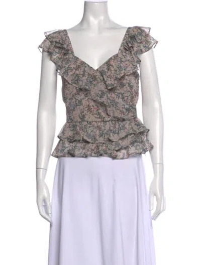 Pre-owned Marissa Webb Floral Print V-neck Blouse In Multi
