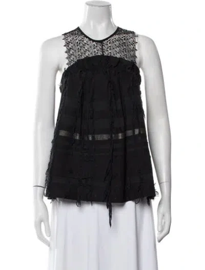 Pre-owned Marissa Webb Lace Pattern Crew Neck Top In Black