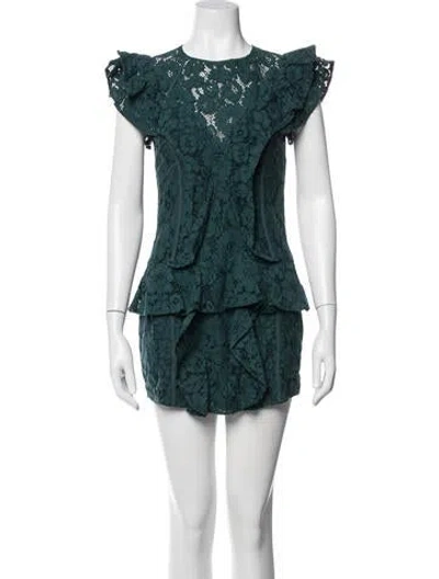 Pre-owned Marissa Webb Lace Pattern Mini Dress In Green