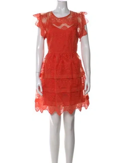 Pre-owned Marissa Webb Lace Pattern Mini Dress In Orange