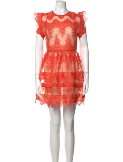 Pre-owned Marissa Webb Lace Pattern Mini Dress In Orange