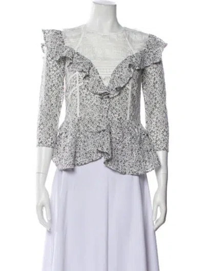 Pre-owned Marissa Webb Lace Pattern V-neck Blouse In Multi
