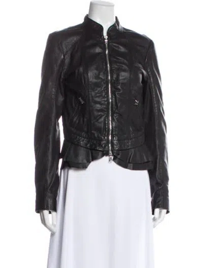 Pre-owned Marissa Webb Lamb Leather Biker Jacket In Black