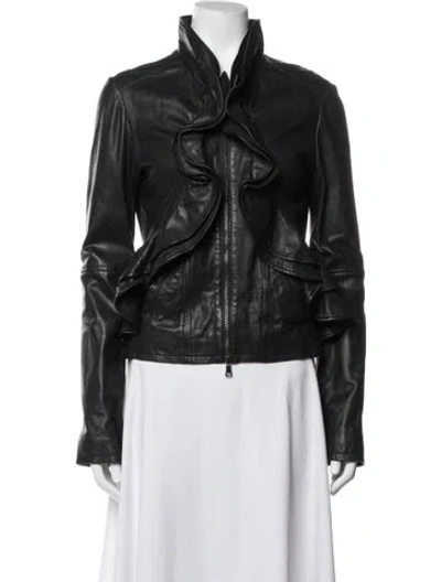 Pre-owned Marissa Webb Lamb Leather Biker Jacket In Black