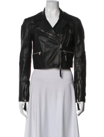 Pre-owned Marissa Webb Lamb Leather Biker Jacket In Black