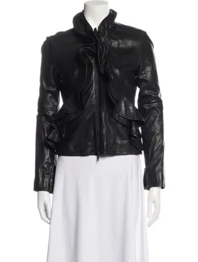 Pre-owned Marissa Webb Lamb Leather Biker Jacket In Blue
