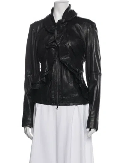 Pre-owned Marissa Webb Lamb Leather Biker Jacket In Gray