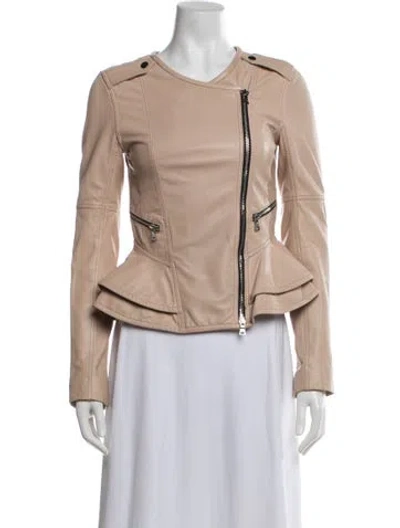 Pre-owned Marissa Webb Lamb Leather Biker Jacket In Neutrals
