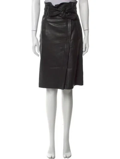 Pre-owned Marissa Webb Lamb Leather Midi Length Skirt In Black