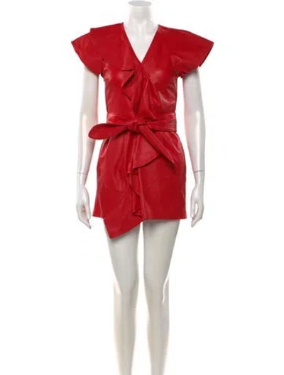 Pre-owned Marissa Webb Lamb Leather Mini Dress In Red