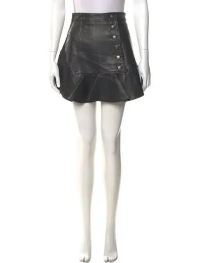 Pre-owned Marissa Webb Lamb Leather Mini Skirt In Black