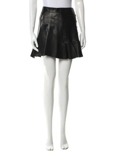 Pre-owned Marissa Webb Lamb Leather Mini Skirt In Blue