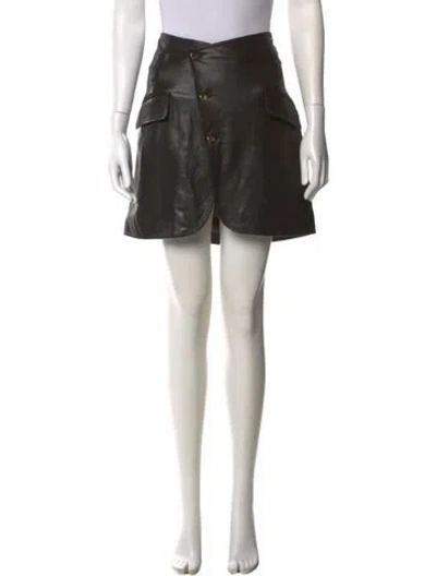 Pre-owned Marissa Webb Lamb Leather Mini Skirt In Brown
