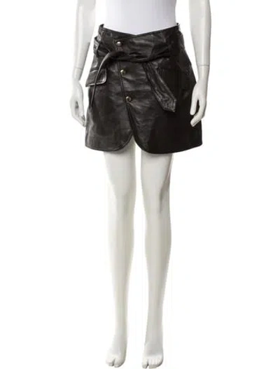 Pre-owned Marissa Webb Lamb Leather Mini Skirt In Brown