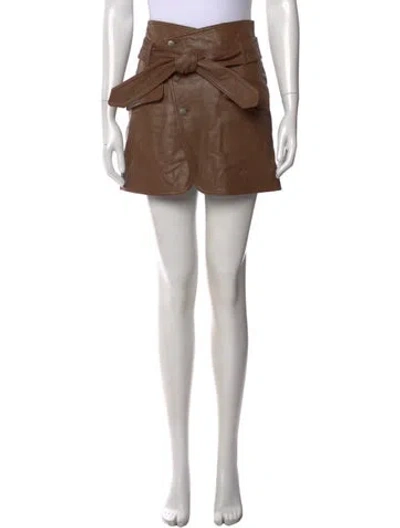 Pre-owned Marissa Webb Lamb Leather Mini Skirt In Brown