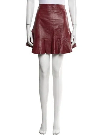 Pre-owned Marissa Webb Lamb Leather Mini Skirt In Burgundy