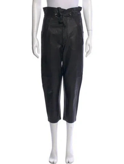 Pre-owned Marissa Webb Lamb Leather Straight Leg Pants In Black