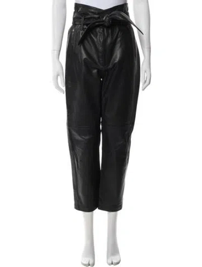Pre-owned Marissa Webb Lamb Leather Straight Leg Pants In Black