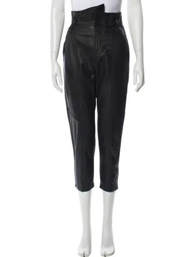 Pre-owned Marissa Webb Lamb Leather Straight Leg Pants In Black