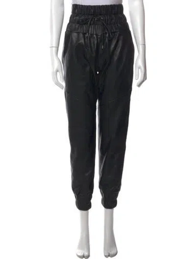Pre-owned Marissa Webb Lamb Leather Straight Leg Pants In Black