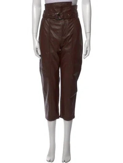 Pre-owned Marissa Webb Lamb Leather Straight Leg Pants In Brown