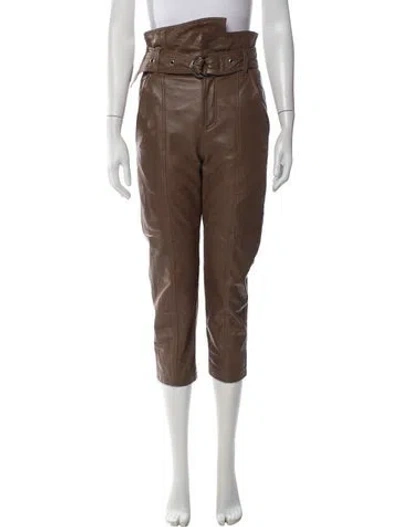 Pre-owned Marissa Webb Lamb Leather Straight Leg Pants In Brown