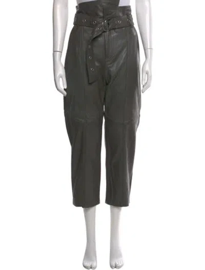 Pre-owned Marissa Webb Lamb Leather Straight Leg Pants In Gray