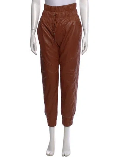Pre-owned Marissa Webb Lamb Leather Wide Leg Pants In Brown