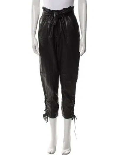 Pre-owned Marissa Webb Leather Straight Leg Pants In Black