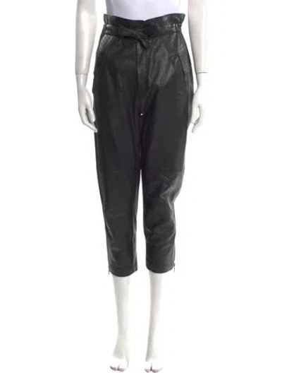 Pre-owned Marissa Webb Leather Straight Leg Pants In Black