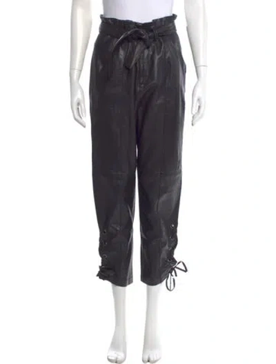 Pre-owned Marissa Webb Leather Straight Leg Pants In Black