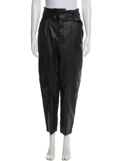 Pre-owned Marissa Webb Leather Straight Leg Pants In Black