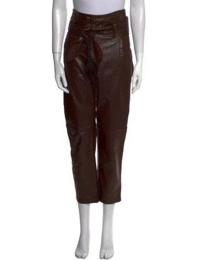 Pre-owned Marissa Webb Leather Straight Leg Pants In Brown