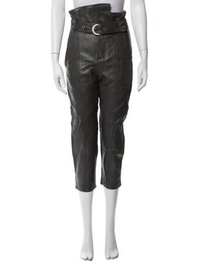 Pre-owned Marissa Webb Leather Straight Leg Pants In Grey
