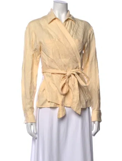 Pre-owned Marissa Webb Linen Long Sleeve Blouse W/ Tags In Neutral